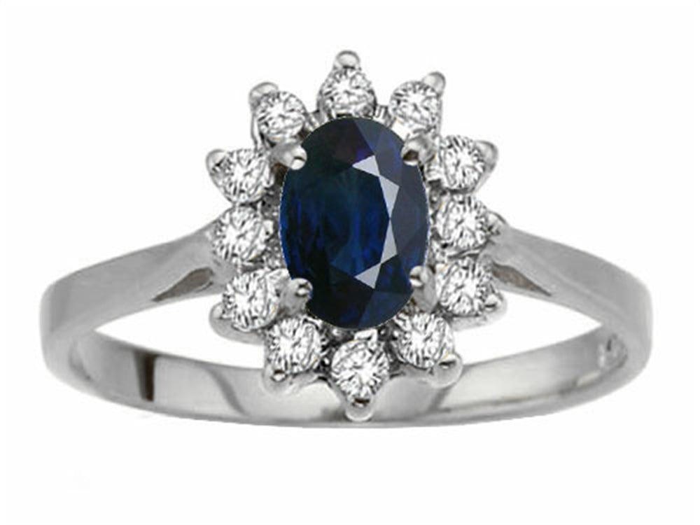 Tommaso Design Princess Diana Style Genuine Sapphire Ring