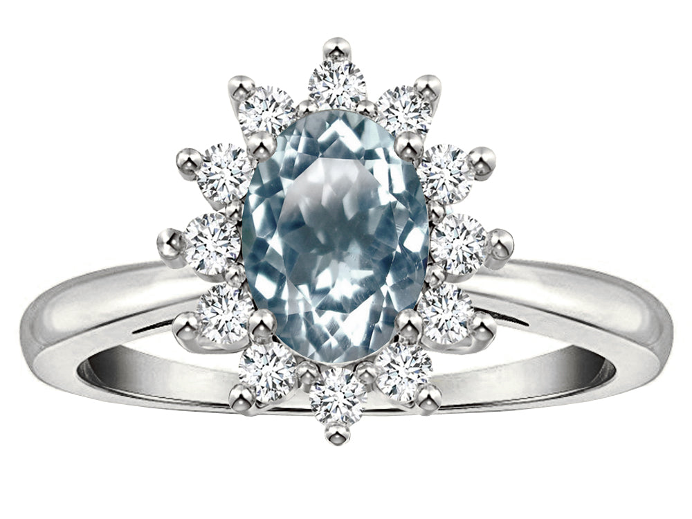 Tommaso Design Genuine Aquamarine Ring