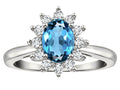 Tommaso Design Oval 7x5 mm Genuine Blue Topaz Ring