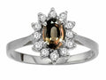 Tommaso Design Oval 7x5 mm Genuine Smoky Quartz Ring