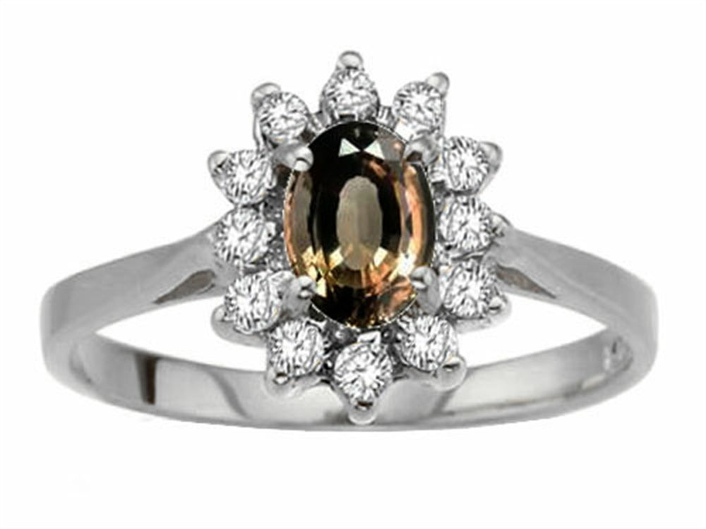 Tommaso Design Oval 7x5 mm Genuine Smoky Quartz Ring