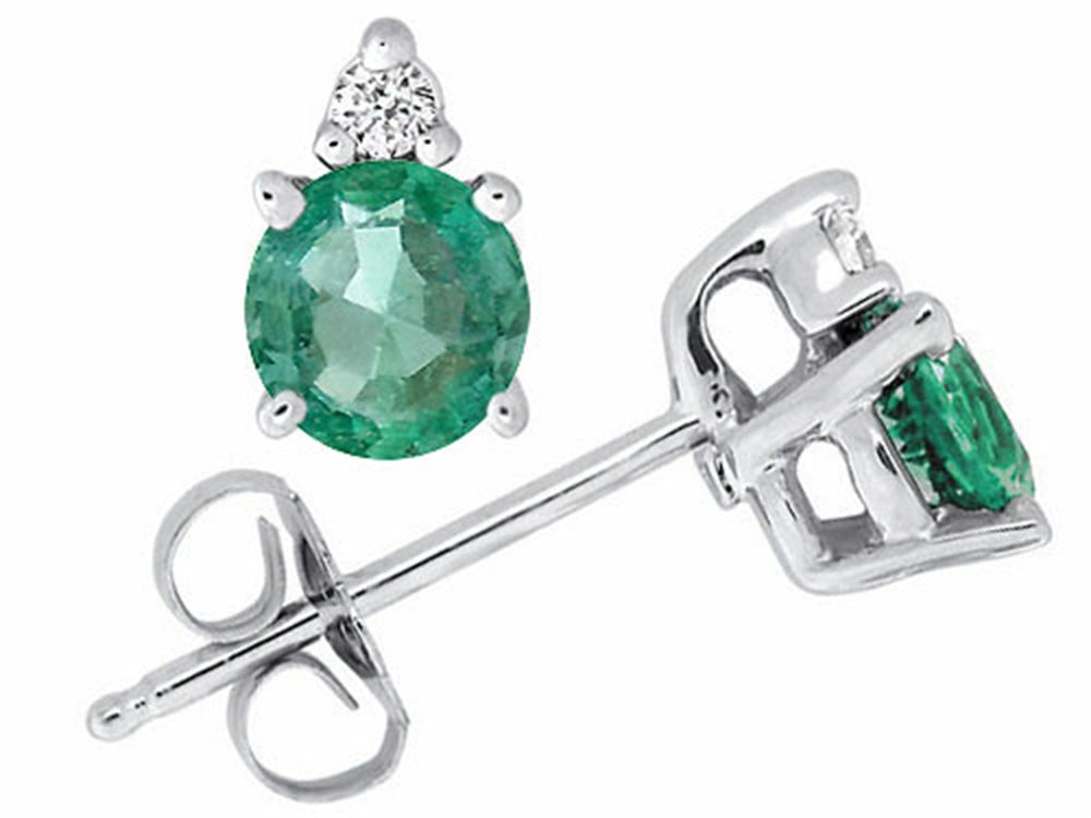 Tommaso Design Round 4.5 mm Genuine Emerald Earrings