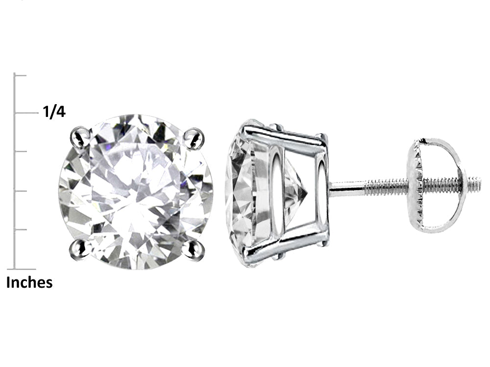 Star K Round 7mm Simulated Green Sapphire Classic Screw Back Stud Earrings