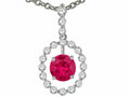 Tommaso Design Genuine14k Ruby and Diamond Pendant Necklace