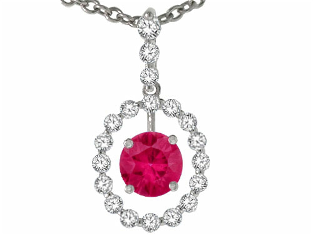 Tommaso Design Genuine14k Ruby and Diamond Pendant Necklace