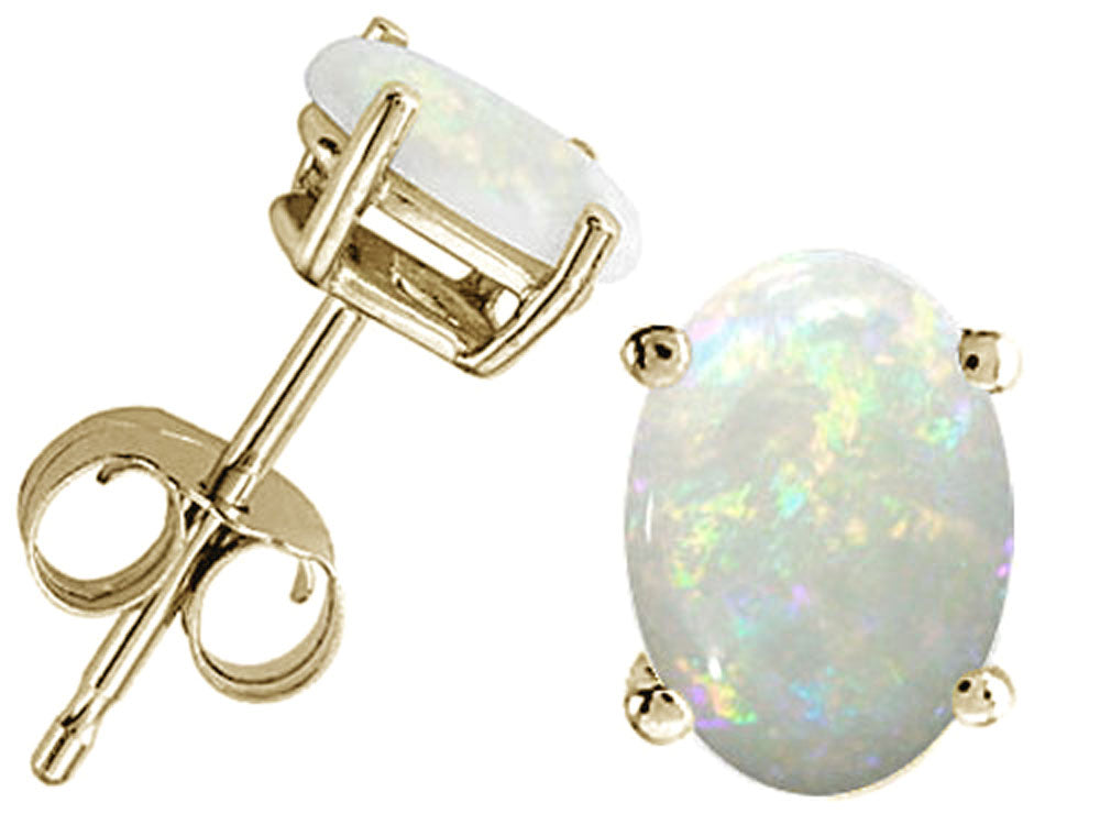 Tommaso Design Oval 7x5 mm Genuine Opal Earrings