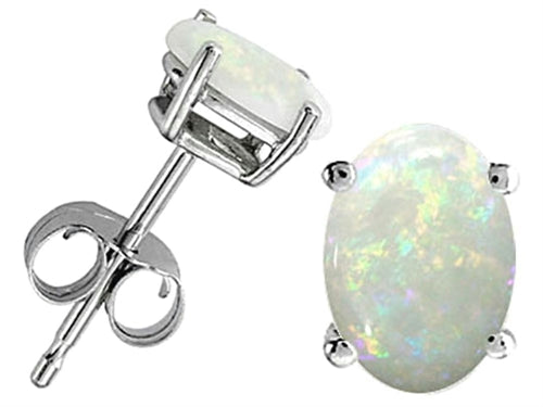 Tommaso Design Oval 7x5 mm Genuine Opal Earrings