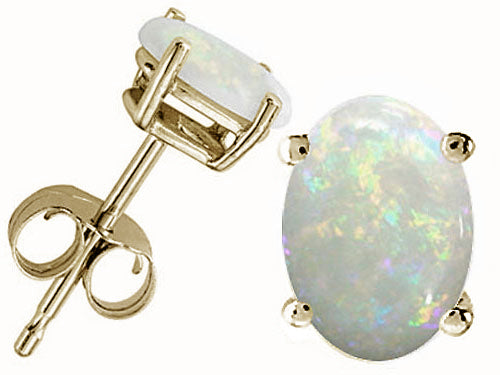 Tommaso Design Oval 8x6 mm Genuine Opal Earrings