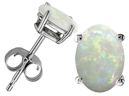 Tommaso Design Oval 8x6 mm Genuine Opal Earrings