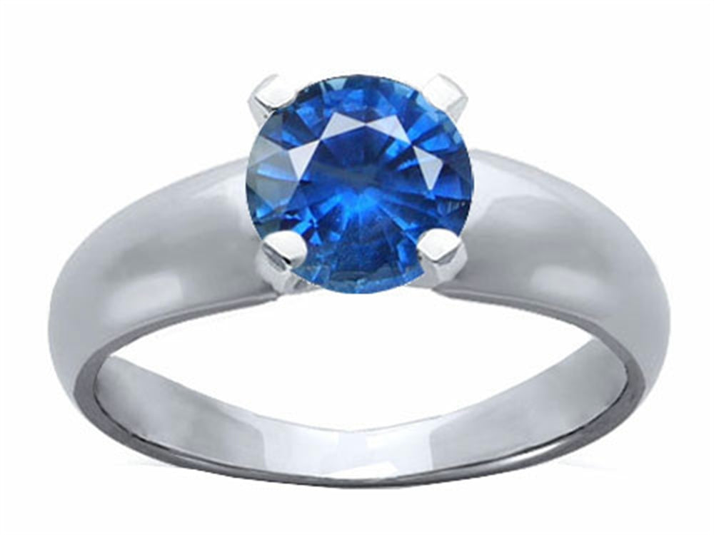 Tommaso Design™  Round  Created Blue Sapphire Ring