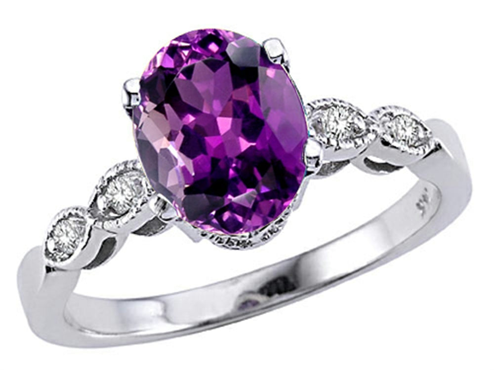 Tommaso Design Oval 8x6 Genuine Amethyst Ring
