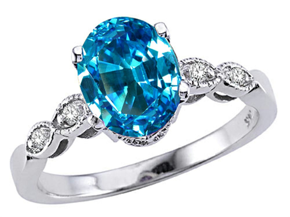 Tommaso Design Oval 9x7mm Genuine Blue Topaz Ring