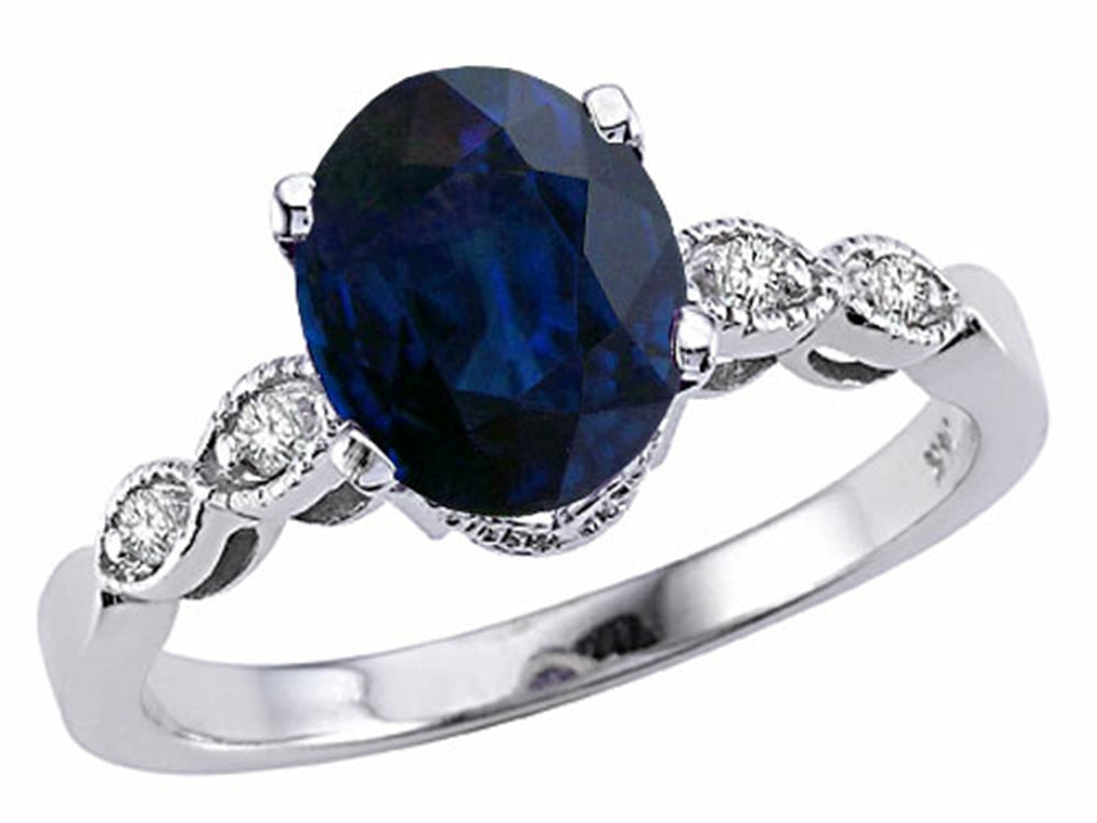 Tommaso Design Genuine 8x6 Sapphire Ring
