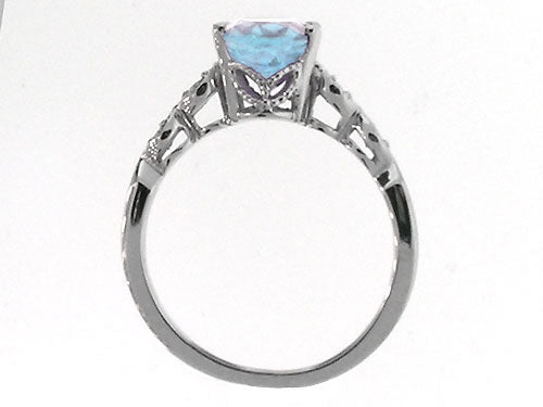 Tommaso Design Genuine 8x6 Aquamarine Ring