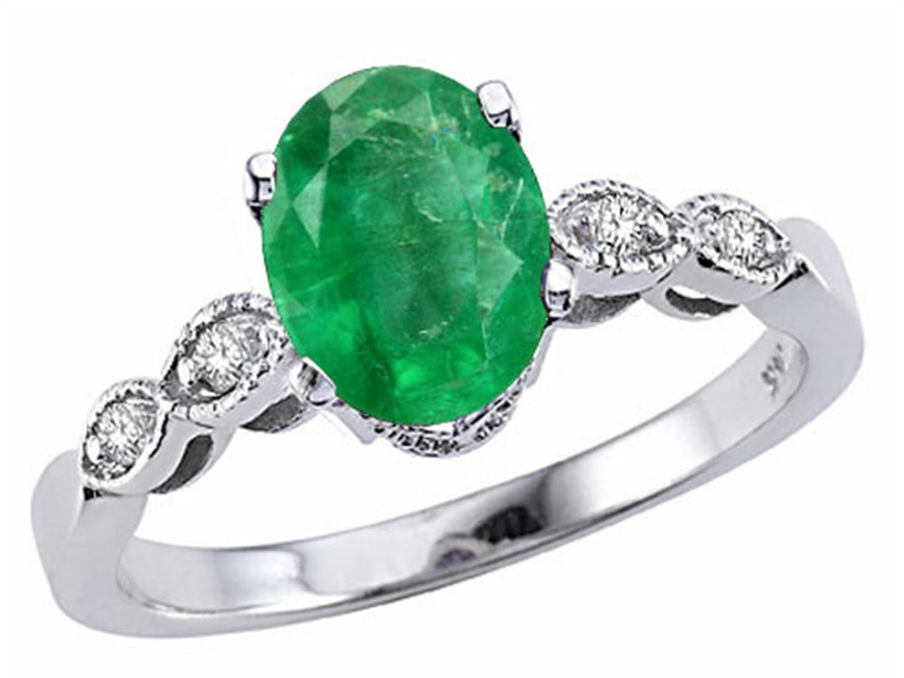Tommaso Design Genuine 8x6 Emerald Ring