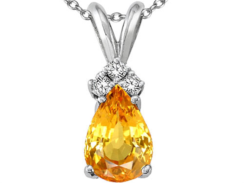 Tommaso Design Genuine Yellow Orange Sapphire Pendant Necklace