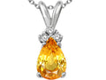 Tommaso Design Genuine Yellow Orange Sapphire Pendant Necklace