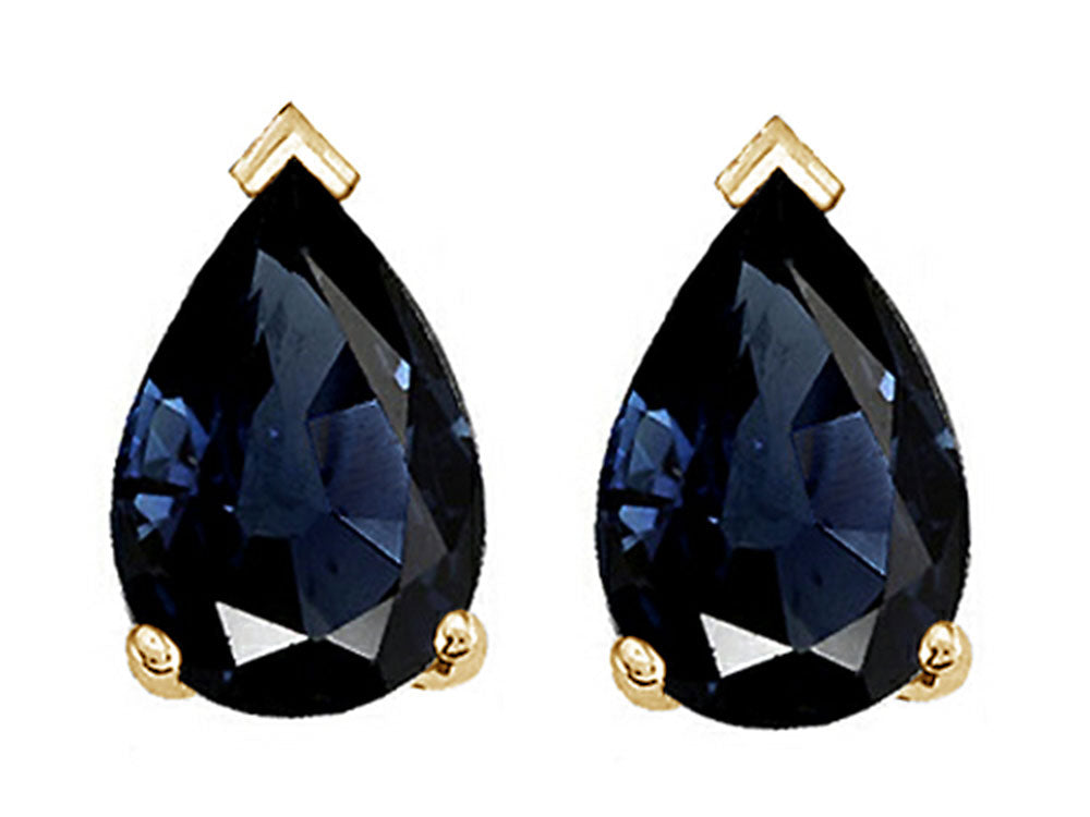 Tommaso Design™ 8x6mm Pear Shape Genuine Sapphire Earrings Studs