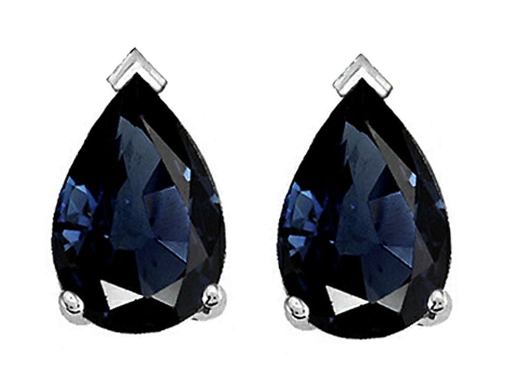 Tommaso Design 8x6mm Pear Shape Genuine Sapphire Earrings Studs