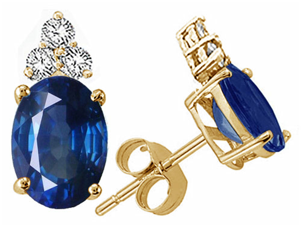 Tommaso Design™ Oval 7x5mm Genuine Sapphire s Earrings