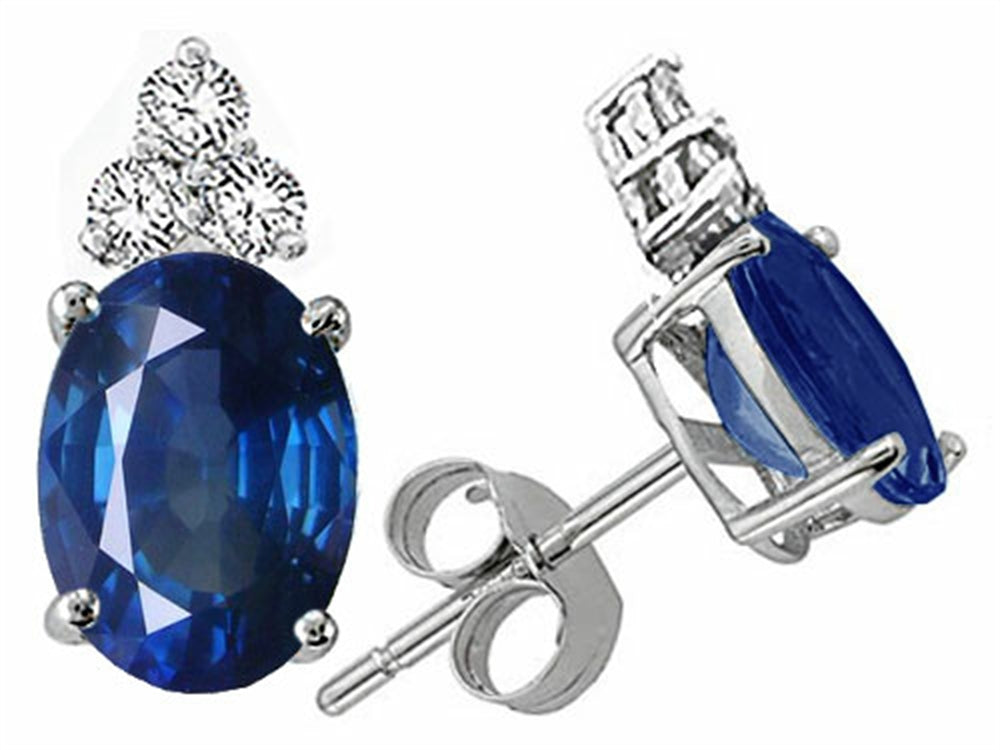 Tommaso Design Oval 7x5mm Genuine Sapphire s Earrings