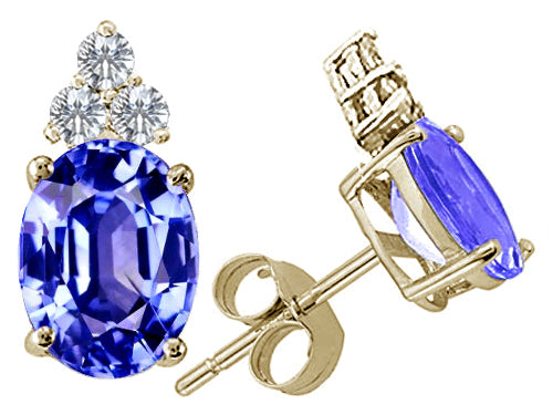 Tommaso Design™ Oval 7x5 mm Genuine Tanzanite Earrings