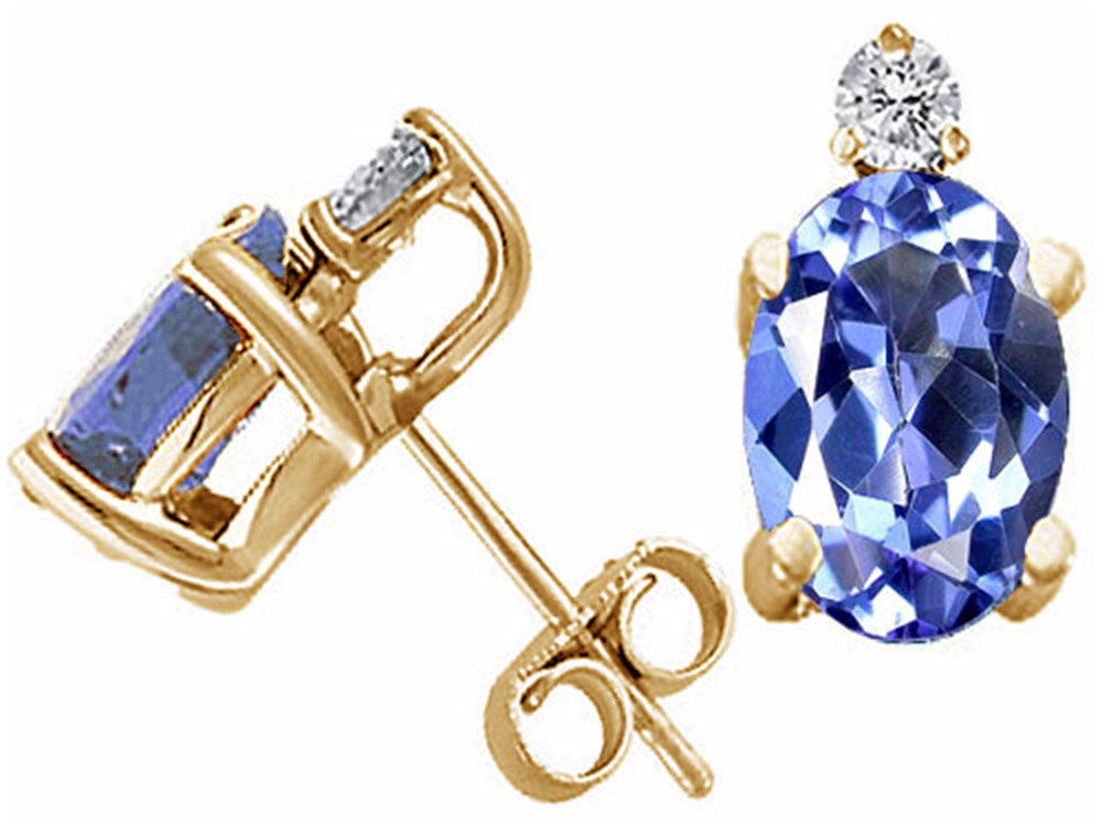 Tommaso Design™ Oval 7x5mm Genuine Tanzanite Earrings Studs