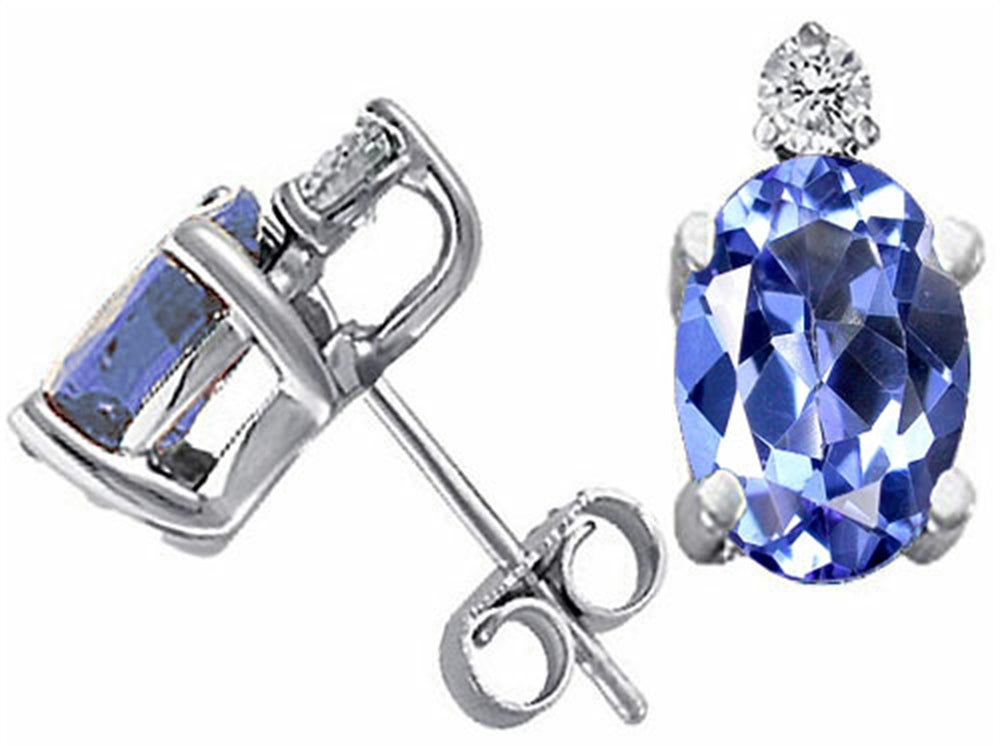 Tommaso Design™ Oval 7x5mm Genuine Tanzanite Earrings Studs