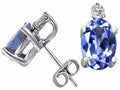 Tommaso Design Oval 7x5mm Genuine Tanzanite Earrings Studs