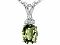 Tommaso Design Oval Genuine Green Sapphire Pendant Necklace