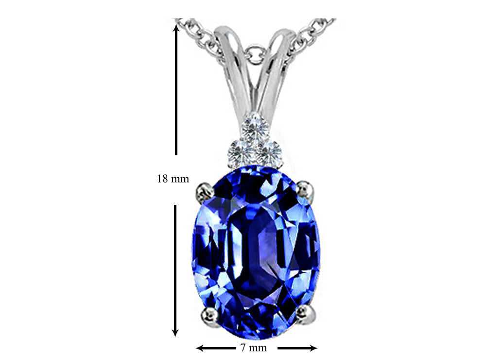 Tommaso Design Oval Simulated Tanzanite Pendant Necklace