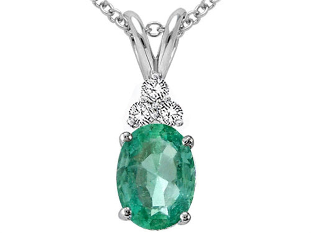 Tommaso Design Genuine Emerald Pendant Necklace