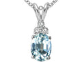 Tommaso Design Oval 7x5mm Genuine Aquamarine Pendant Necklace