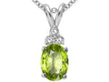 Tommaso Design Oval Genuine Peridot Pendant Necklace