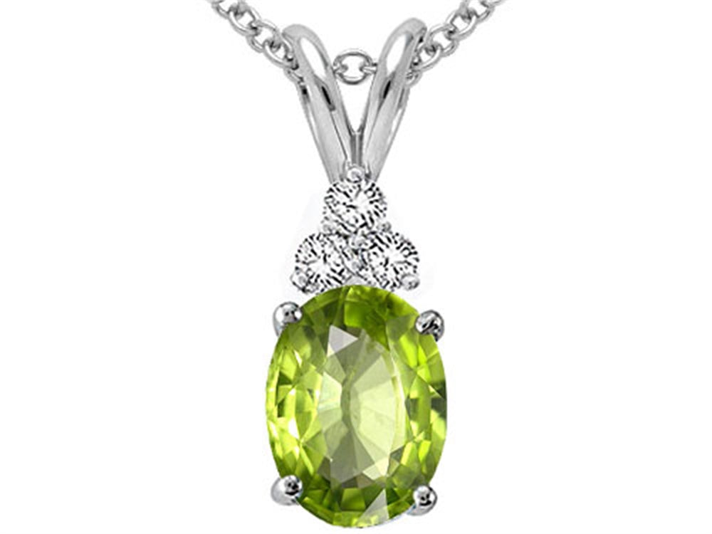 Tommaso Design Oval Genuine Peridot Pendant Necklace