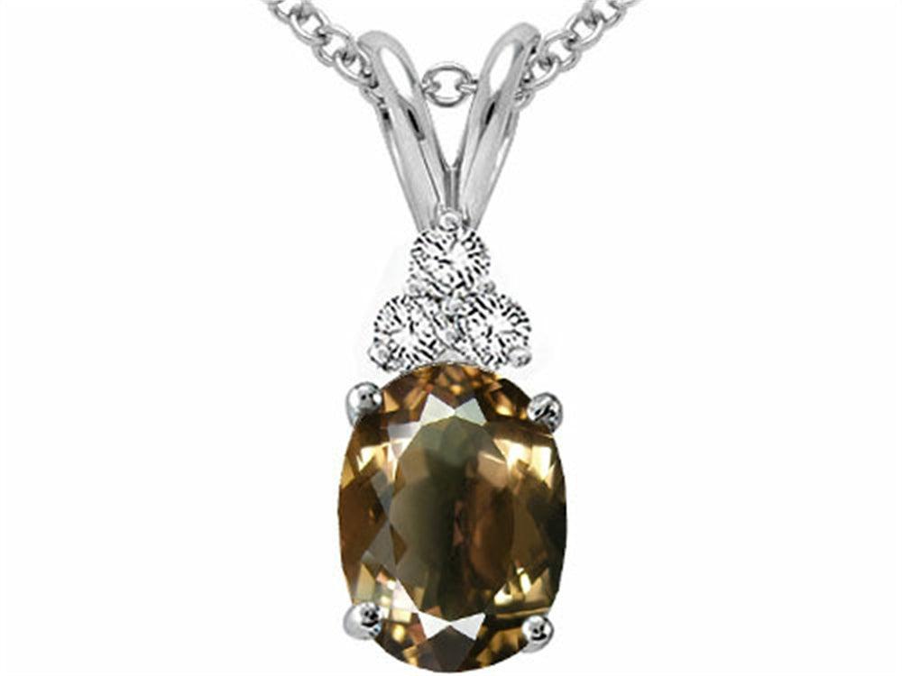 Tommaso Design Oval 8x6mm Genuine Smoky Quartz Pendant Necklace