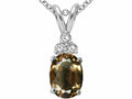 Tommaso Design Oval 8x6mm Genuine Smoky Quartz Pendant Necklace