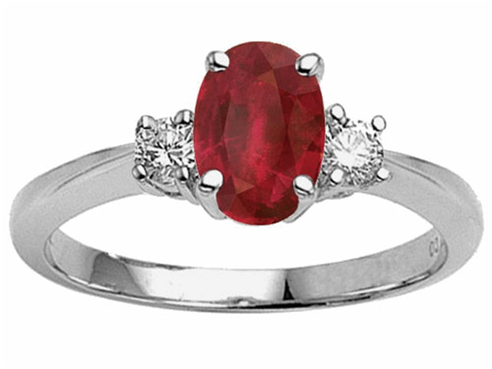 Tommaso Design Oval Genuine Ruby Engagement Ring