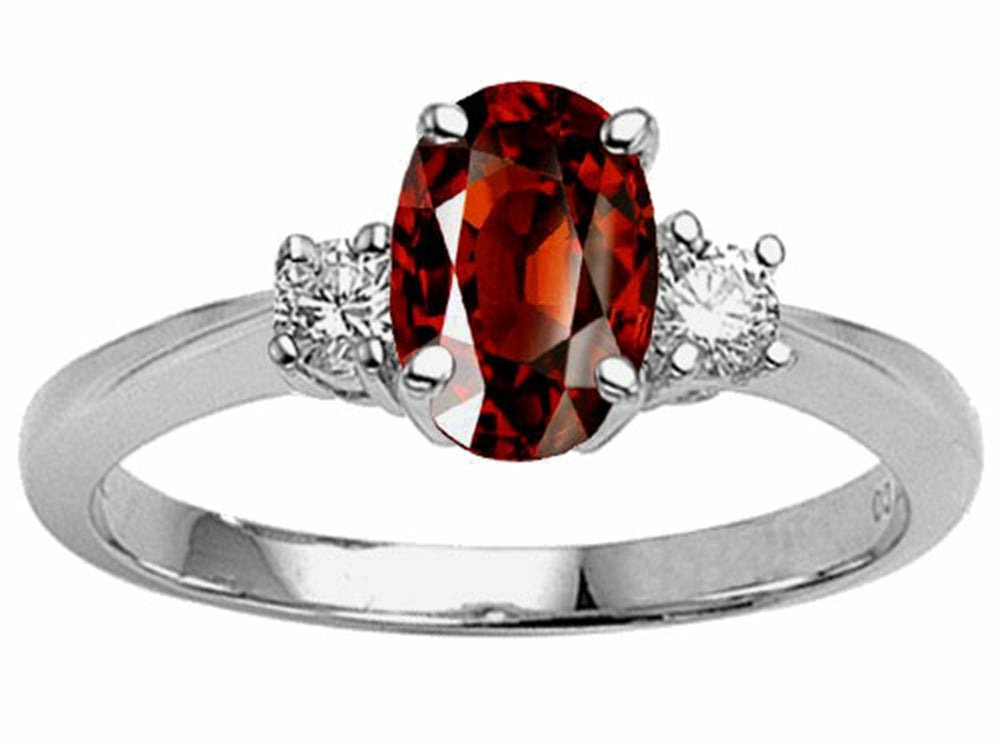 Tommaso Design Genuine 9x7 Oval Garnet Engagement Ring