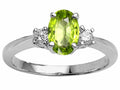 Tommaso Design 9x7mm Oval Genuine Peridot Engagement Ring