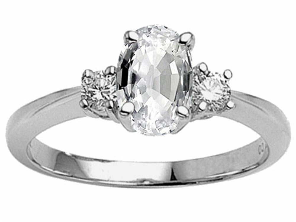 Tommaso Design 9x7 Oval Genuine White Topaz Engagement Ring