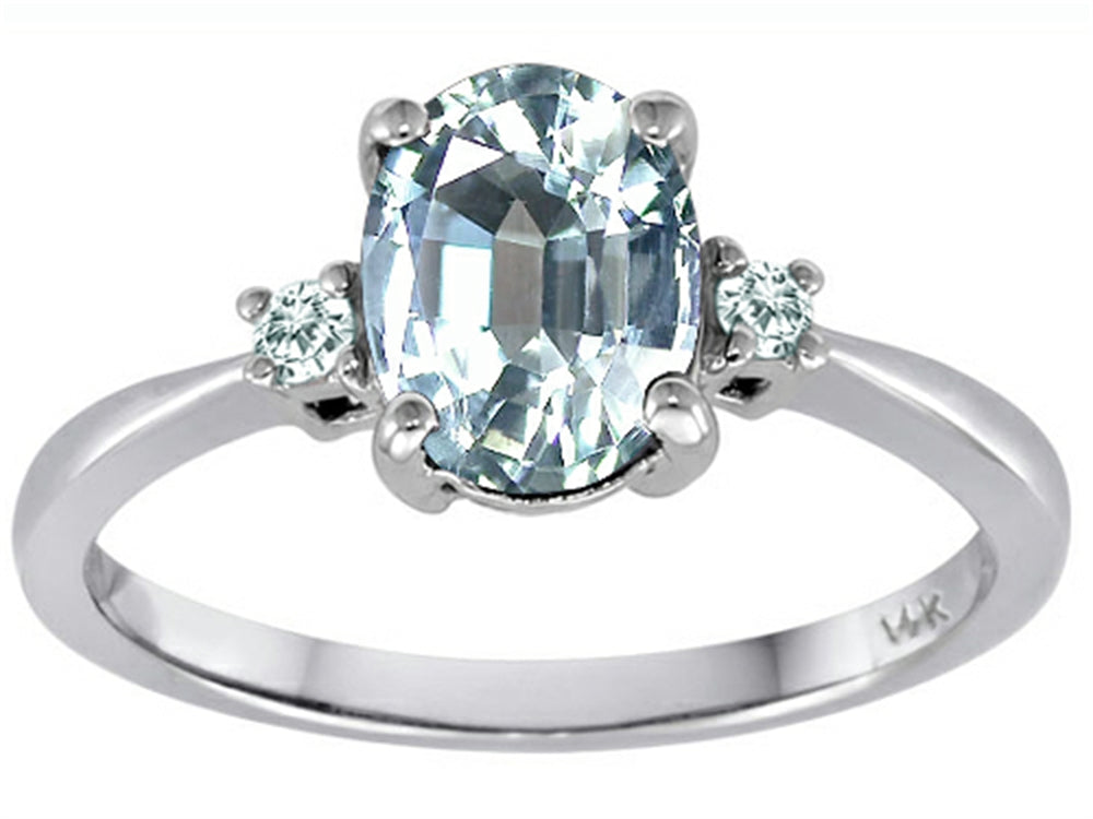 Tommaso Design 8x6mm Oval Genuine Aquamarine Engagement Ring