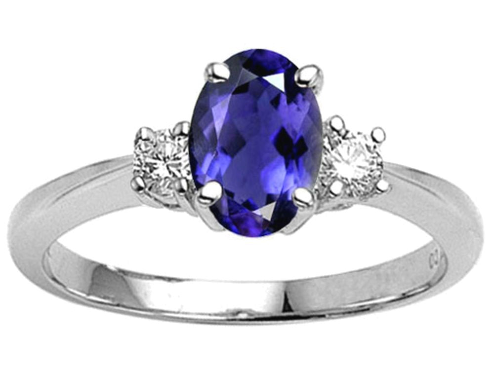 Tommaso Design Oval 9x7 mm Genuine Iolite Engagement Ring