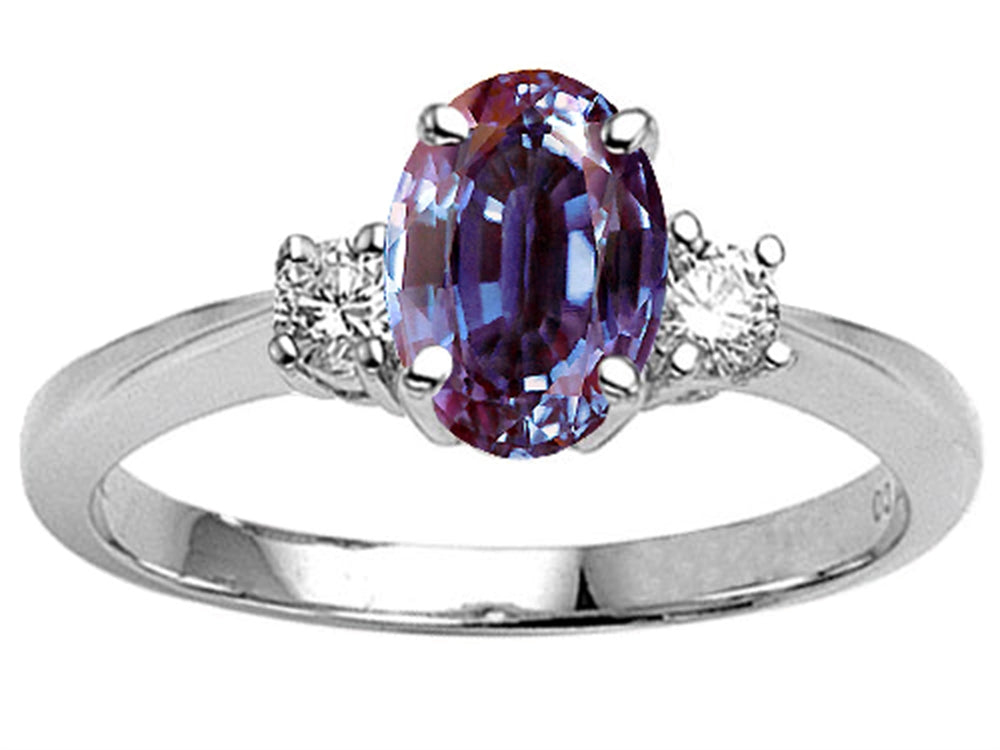Tommaso Design Oval 9x7 mm Simulated Alexandrite Engagement Ring