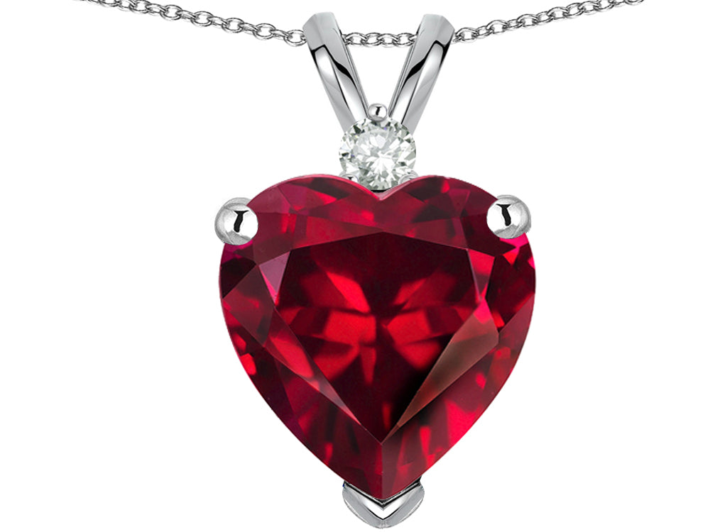 Star K 8mm Heart Shape Created Ruby Heart Pendant Necklace