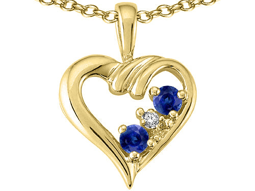 Tommaso Design™ Genuine Sapphire and Diamond Heart Pendant Necklace