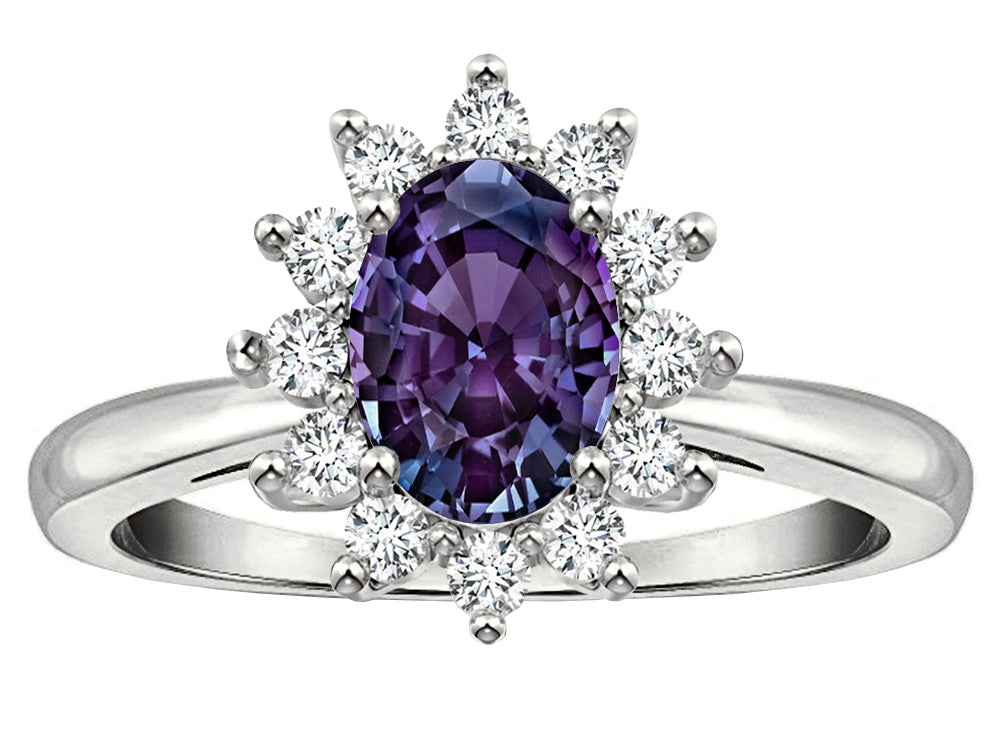 Tommaso Design Oval 7x5 mm Simulated Alexandrite Ring