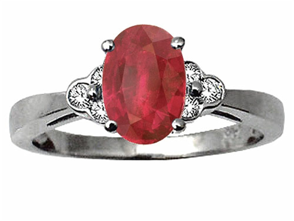 Tommaso Design Oval 8x6mm Genuine Ruby and Diamond Ring