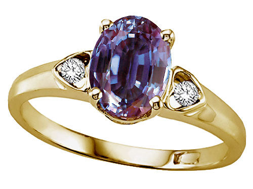 Tommaso Design Oval 8x6 mm Simulated Alexandrite Ring