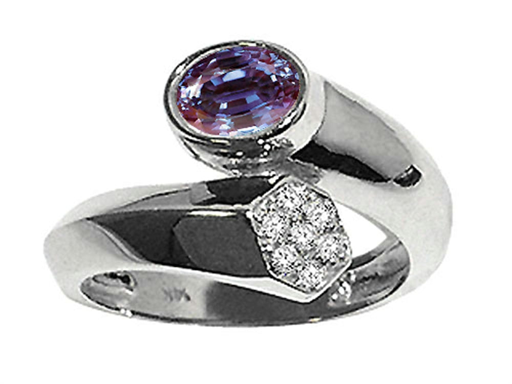 Tommaso Design Oval 7x5mm Simulated Alexandrite Ring